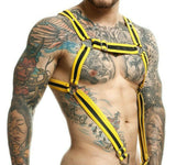 Male Basics Dngeon Cross Cock Ring Harness Yellow O-S Intimates Adult Boutique
