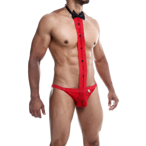 Mob Tuxedo Lace Thong Red S-m