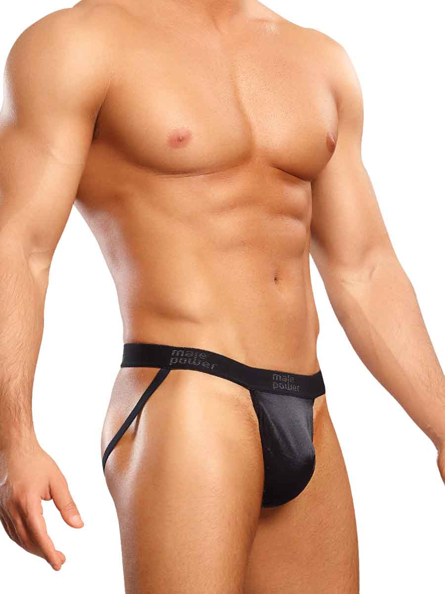 Jock Satin Lycra Black Large- Xl Intimates Adult Boutique