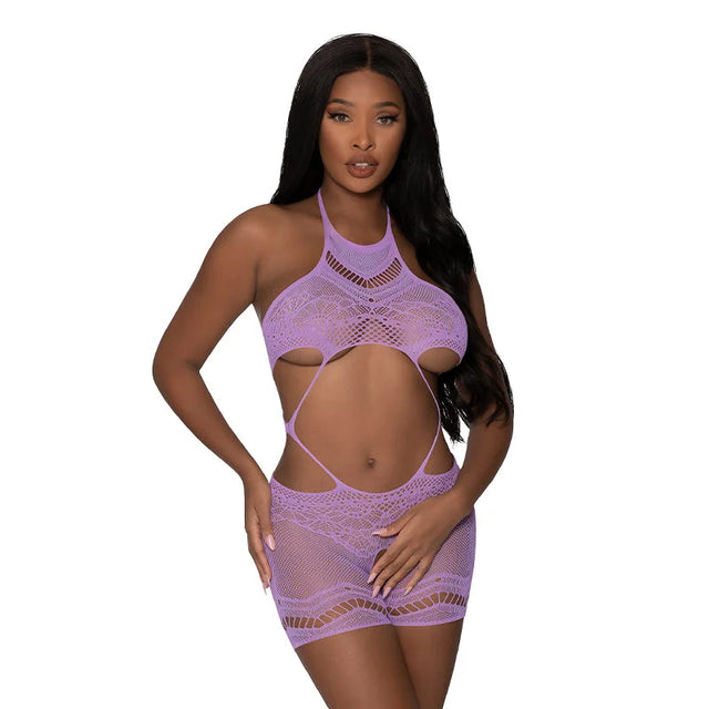 Seamless Crotchless Romper Lavender O/s Intimates Adult Boutique