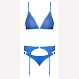 Sassy Bra Garter & Rouched Panty Cobalt 2xl Intimates Adult Boutique