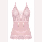 Seabreeze Lace Up Chemise & G Set Blush L/xl Intimates Adult Boutique
