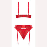 Ooh La Lace Demi Bra Garter & Tanga Red 2xl Intimates Adult Boutique