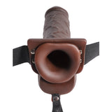 Fetish Fantasy 9 In Hollow Squirting Strap-on W- Balls Brown Intimates Adult Boutique