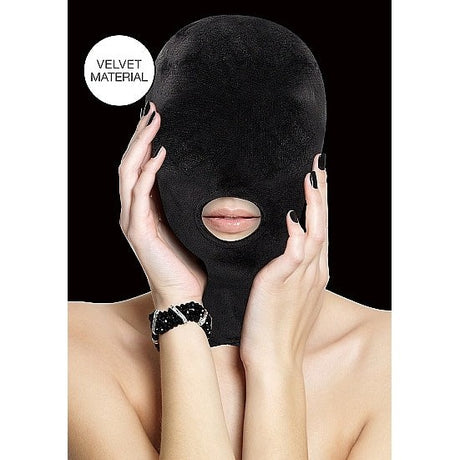Velvet & Velcro Mask W- Mouth Opening Black Intimates Adult Boutique