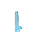 Realrock 6in Realistic Dildo W- Balls Clear Blue Intimates Adult Boutique