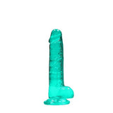 Realrock 7in Realistic Dildo W- Balls Turquoise Intimates Adult Boutique