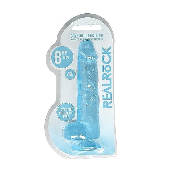 Realrock 8in Realistic Dildo W- Balls Blue Intimates Adult Boutique