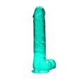 Realrock 9in Realistic Dildo W- Balls Turquoise Intimates Adult Boutique