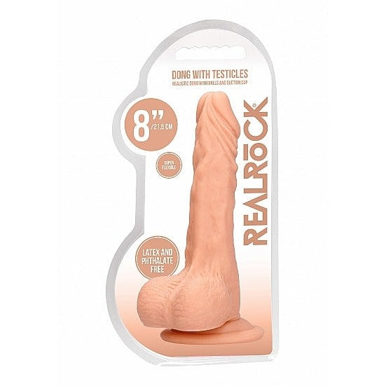 Realrock 8in Dong Flesh W- Testicles Intimates Adult Boutique