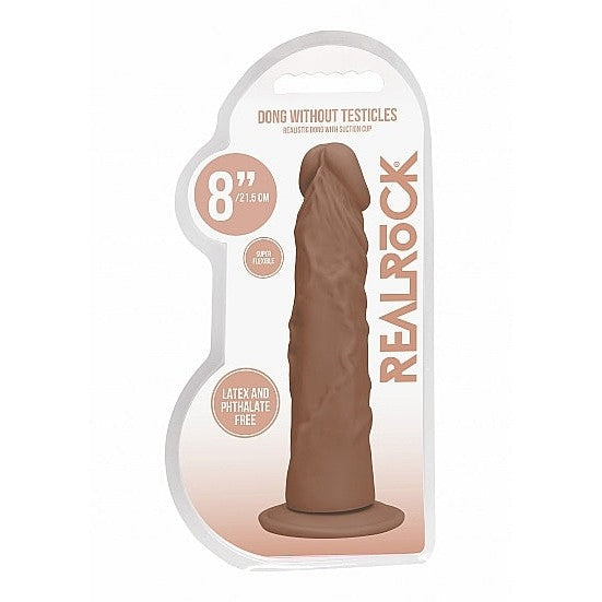 Realrock 8in Dong Tan W-o Testicles Intimates Adult Boutique