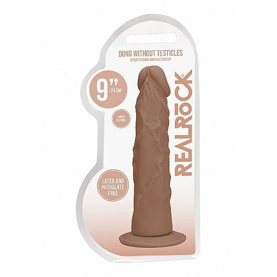 Realrock 9in Dong Tan W-o Testicles Intimates Adult Boutique