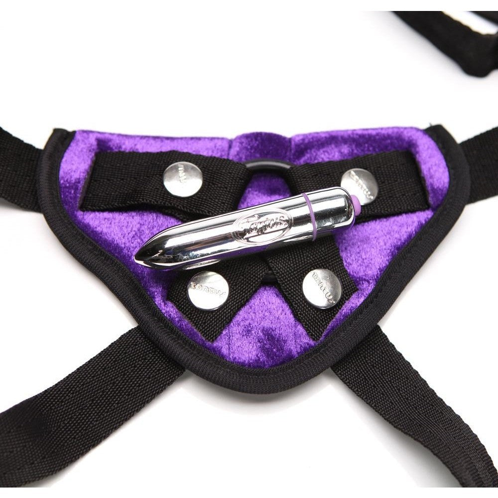 Velvet Vibrating Harness Purple Intimates Adult Boutique