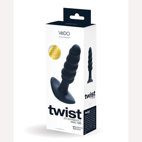 Vedo Twist Rechargeable Anal Plug Black Pearl Intimates Adult Boutique
