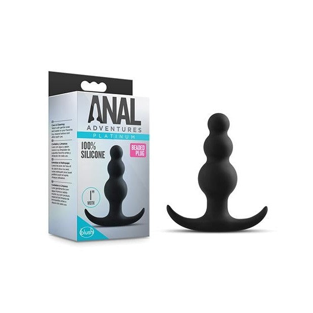 Anal Adventures Platinum Beaded Plug Black Intimates Adult Boutique