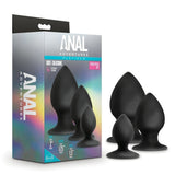 Anal Adventures Platinum Silicone Anal Stout Plug Kit Black Intimates Adult Boutique