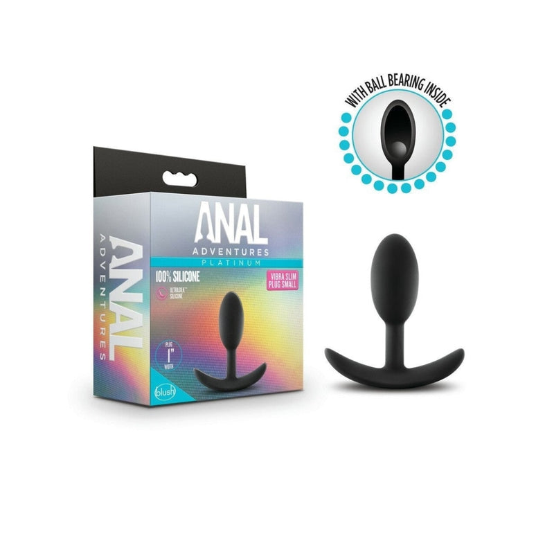 Anal Adventures Platinum Silicone Vibra Slim Plug Small Black Blush Novelties Anal Toys