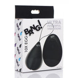 Bang! 10x Vibrating Silicone Egg W- Remote Black Intimates Adult Boutique