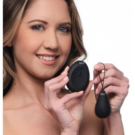 Bang! 10x Vibrating Silicone Egg W- Remote Black Intimates Adult Boutique