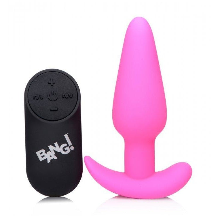 Bang! 21x Vibrating Silicone Butt Plug W- Remote Pink Intimates Adult Boutique