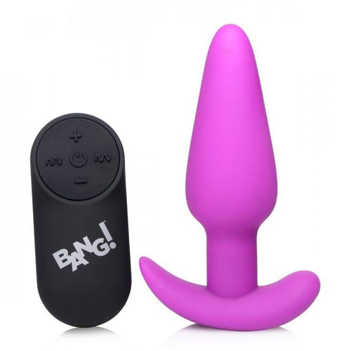 Bang! 21x Vibrating Silicone Butt Plug W- Remote Purple XR Brands Anal Toys