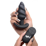 Bang! 21x Vibrating Silicone Swirl Butt Plug W- Remote Black Intimates Adult Boutique