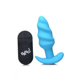 Bang! 21x Vibrating Silicone Swirl Butt Plug W- Remote Blue Intimates Adult Boutique
