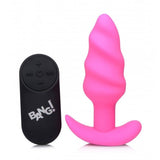 Bang! 21x Vibrating Silicone Swirl Butt Plug W- Remote Pink Intimates Adult Boutique