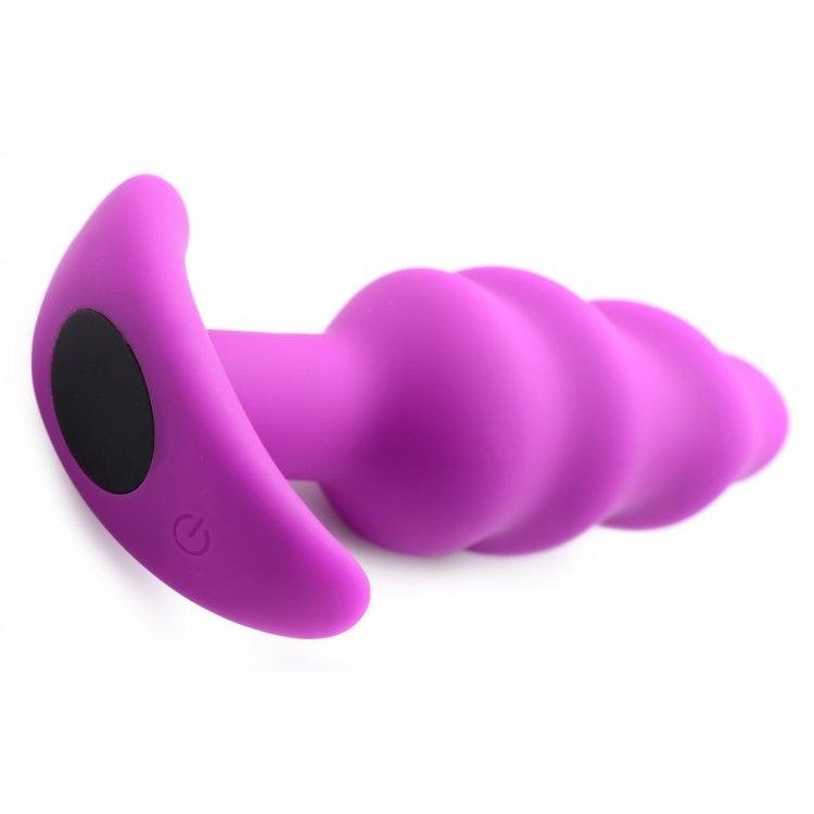 Bang! 21x Vibrating Silicone Swirl Butt Plug W- Remote Purple Intimates Adult Boutique