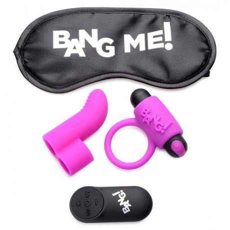 Bang! Couples Love Ring Finger Vibe Bullet & Blindfold Kit Purple Intimates Adult Boutique