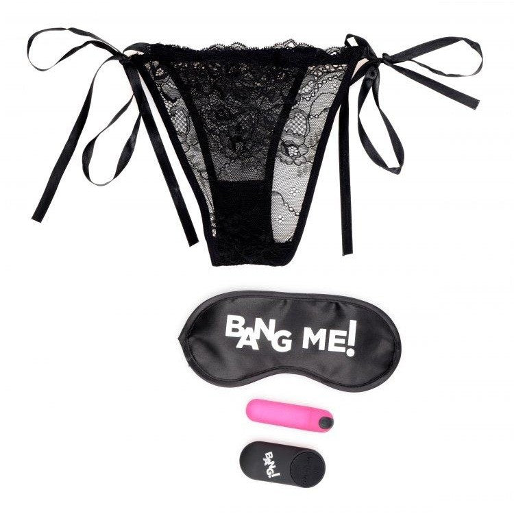 Bang! Power Panty Lace Panties Bullet & Blindfold Kit Pink Intimates Adult Boutique