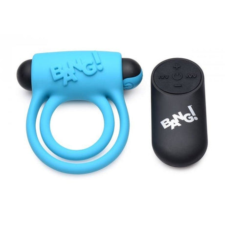 Bang! Silicone Cock Ring & Bullet W- Remote Blue Intimates Adult Boutique