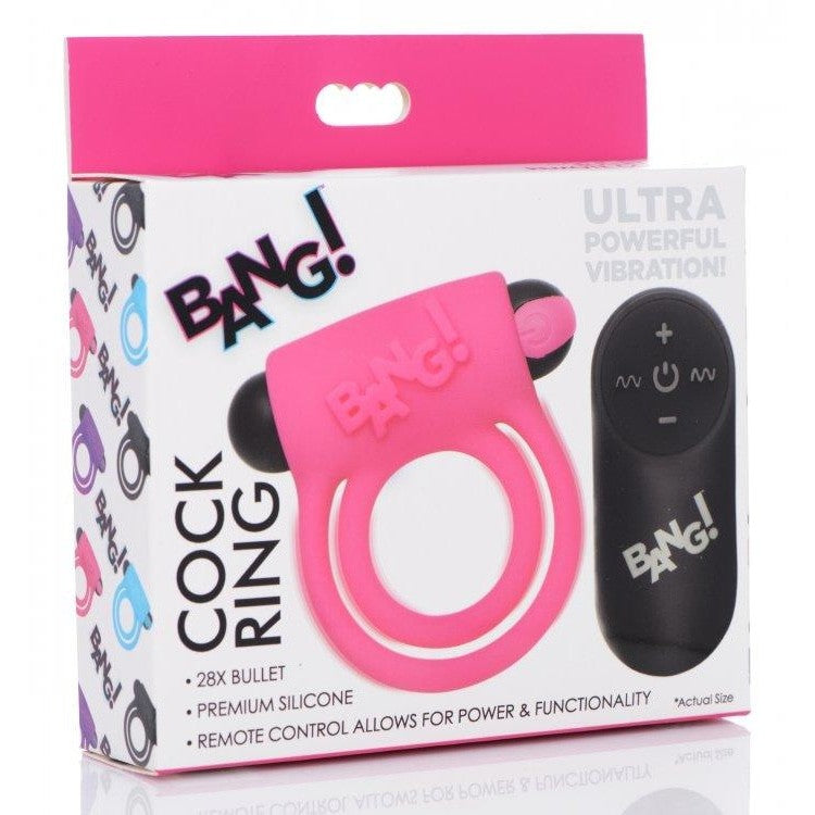 Bang! Silicone Cock Ring & Bullet W- Remote Pink Intimates Adult Boutique