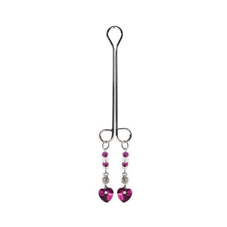 Bijoux De Cli Double Loop W- Heart Charm & Fuchsia Beads Intimates Adult Boutique