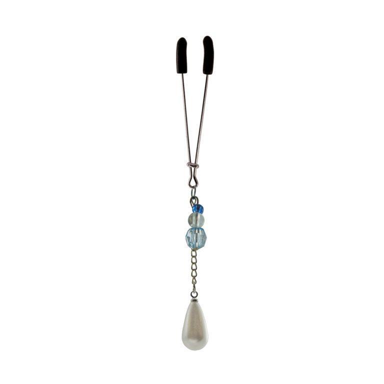 Bijoux De Cli Tweezer W- Pearl On Chain & Blue Beads Intimates Adult Boutique
