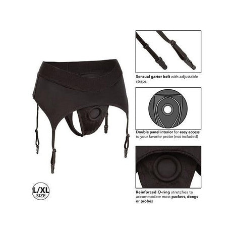 Boundless Thong W- Garter L-xl Harness Black Intimates Adult Boutique