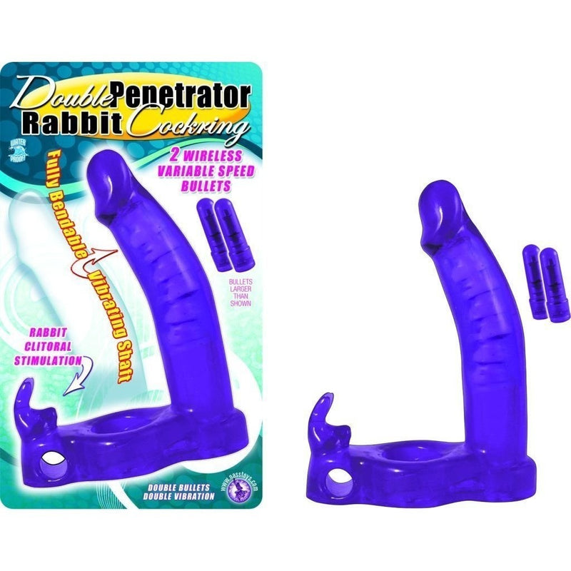 Double Penetrator Rabbit Cockring Purple Nasstoys Sextoys for Couples