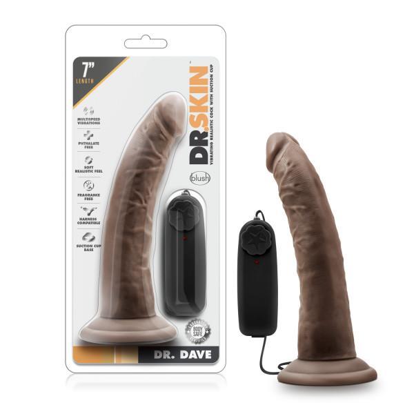 Dr. Skin Dr. Dave 7in Vibrating Cock W- Suction Cup Chocolate Intimates Adult Boutique