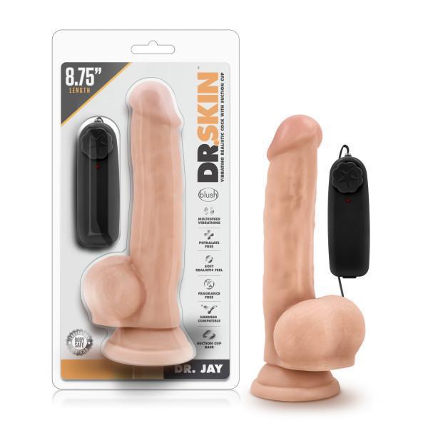 Dr. Skin Dr. Jay 8.75in Vibrating Cock W- Suction Cup Vanilla Blush Novelties Sextoys for Women