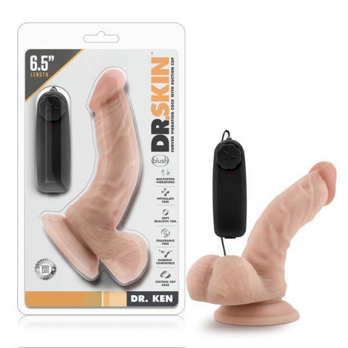 Dr. Skin Dr. Ken 6.5in Vibrating Cock W- Suction Cup Vanilla Blush Novelties Sextoys for Women