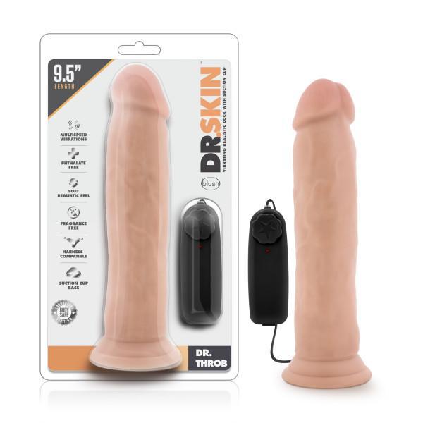 Dr. Skin Dr. Throb 9.5in Vibrating Cock W- Suction Cup Vanilla Blush Novelties Sextoys for Women