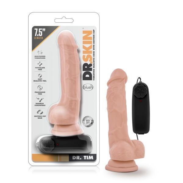 Dr. Skin Dr. Tim 7.5in Vibrating Cock W- Suction Cup Vanilla Blush Novelties Sextoys for Women