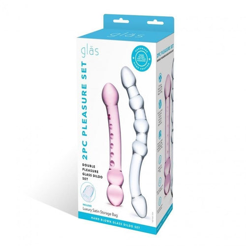 Glas 2 Pc Double Pleasure Glass Dildo Set Electric / Hustler Lingerie Dildos