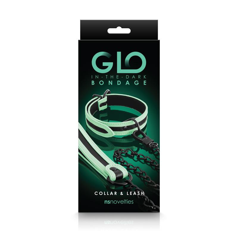 Glo Bondage Collar & Leash Green Intimates Adult Boutique