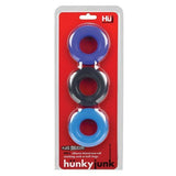Hunkyjunk Huj C-ring 3pk Blue- Multi (net)(out Mid Jun) Intimates Adult Boutique