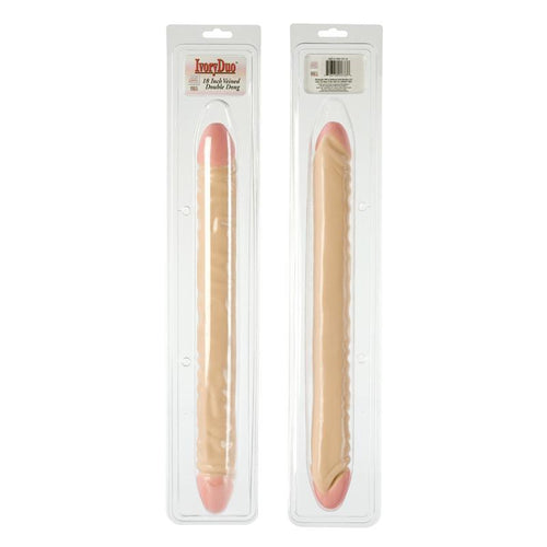 Ivory Duo 18in Veined Double Dong California Exotic Novelties Dildos
