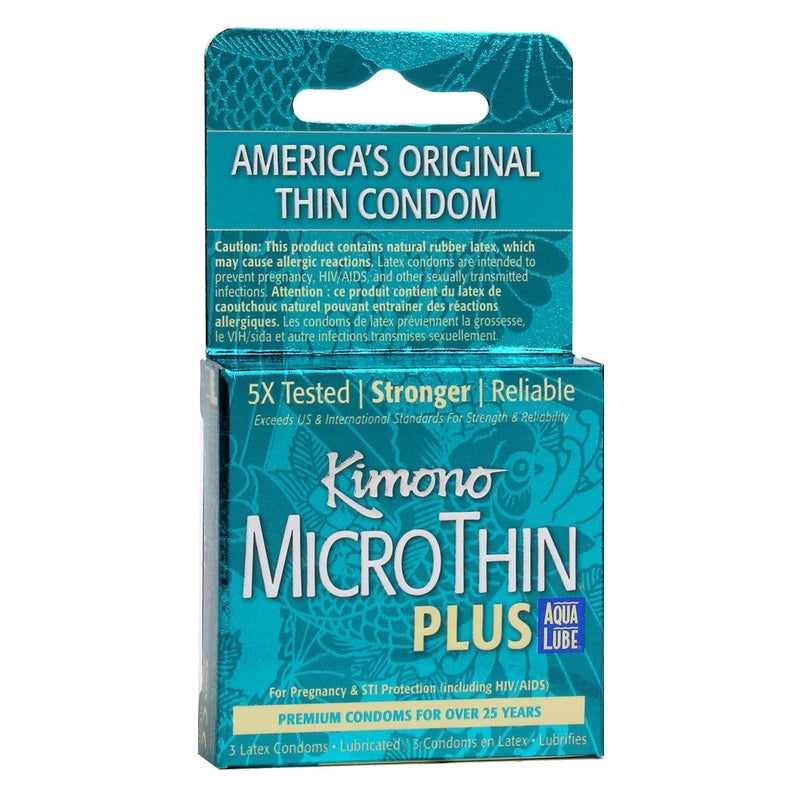Kimono Microthin W- Aqua Lube 3pk Paradise Products Condoms