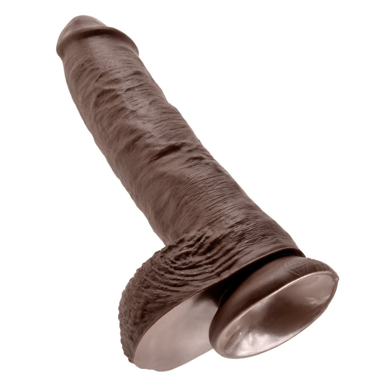 King Cock 10 In Cock W-balls Brown Pipedream Products Dildos