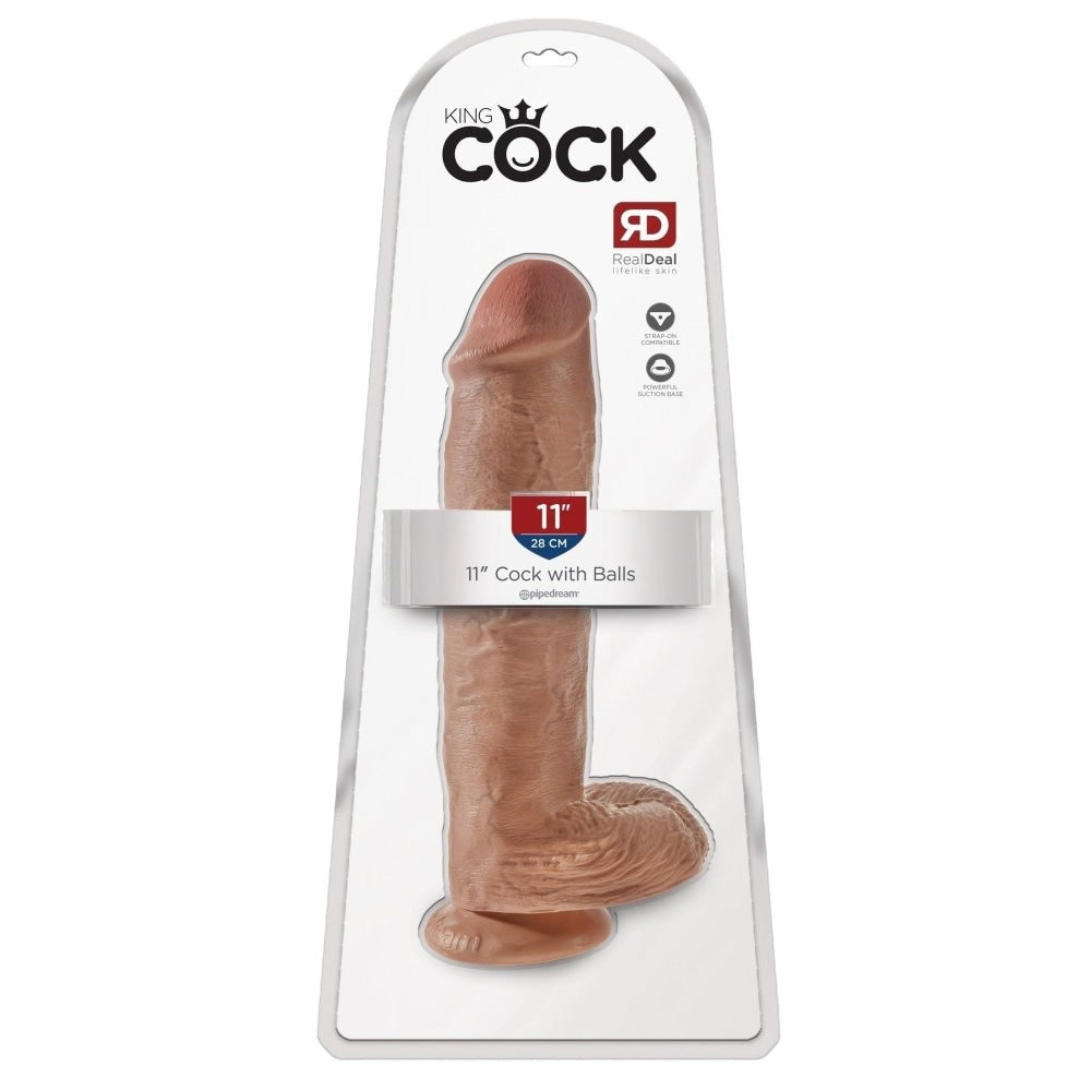 King Cock 11 In Cock W-balls Tan Intimates Adult Boutique
