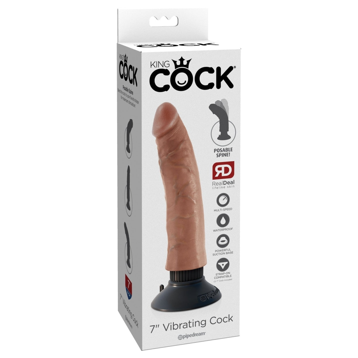 King Cock 7 In Vibrating Tan Intimates Adult Boutique